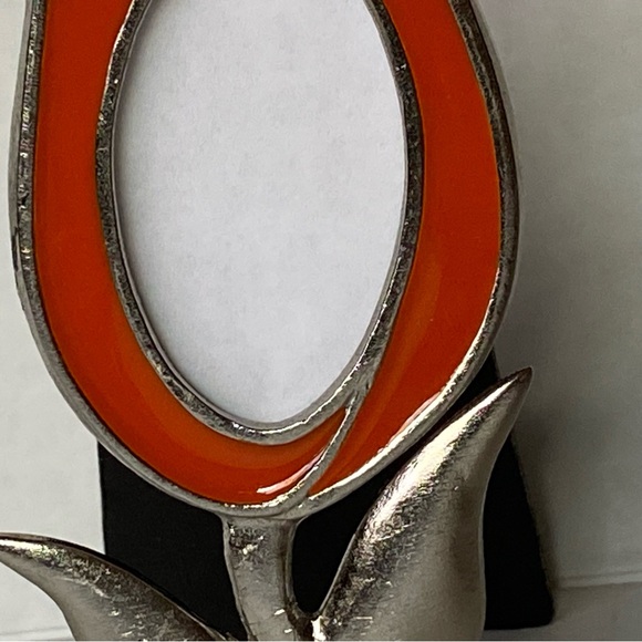 Ashleigh Manor Frame Enameled Tulip Flower Picture Size 1” X 2” Orange Pink - Picture 10 of 16